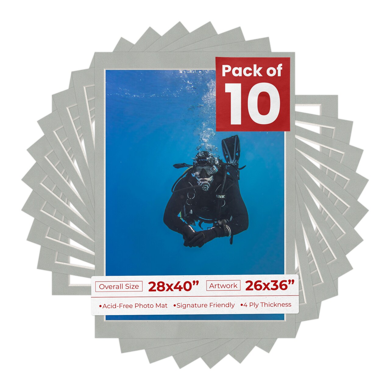 Light Grey Suede Mat Board for 28x40 Frames - Fits 26x36 Photos